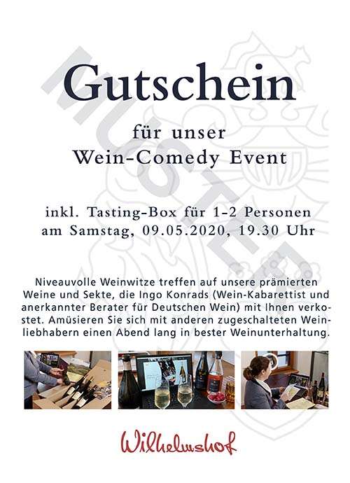 Wilhelmshof Gutschein Wein-Comedy Event